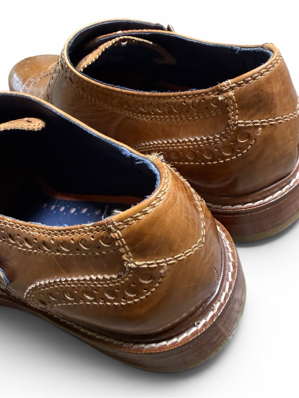 Cole Haan Tan Leather Wingtip Double Monk Strap Shoes 8.5 NWOB - Picture 6 of 9